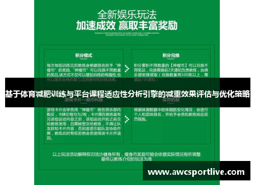 基于体育减肥训练与平台课程适应性分析引擎的减重效果评估与优化策略